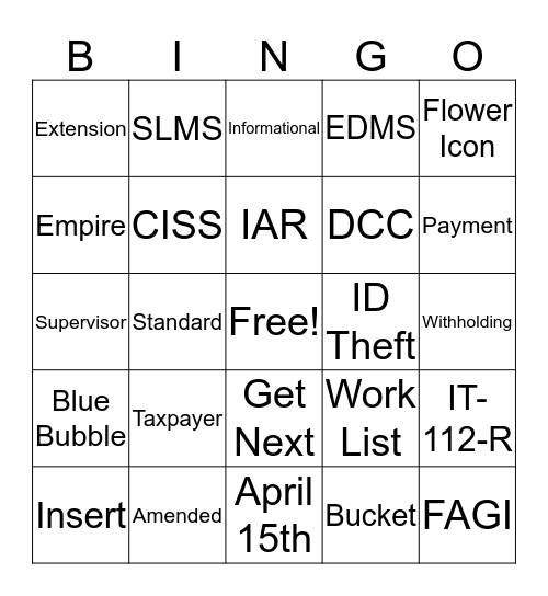 Welcome To IAR Exceptions/WH Bingo Card