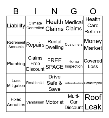 THE SACCHIERI GROUP - GOOSEHEAD INSURANCE Bingo Card