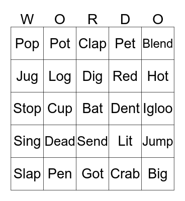 Short Vowel Sounds Bingo Card
