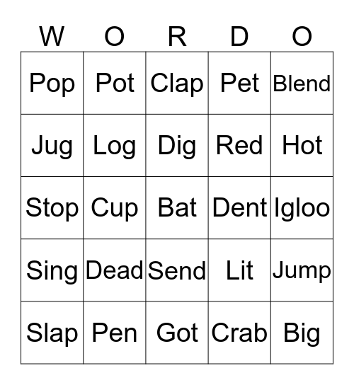 Short Vowel Sounds Bingo Card