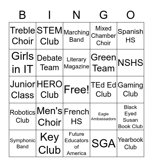 Get Involved at Seneca! Bingo Card