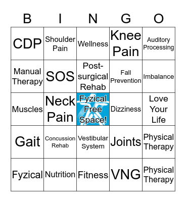FYZICAL Bingo!  Bingo Card