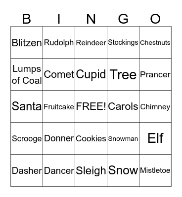 Holiday Bingo Card