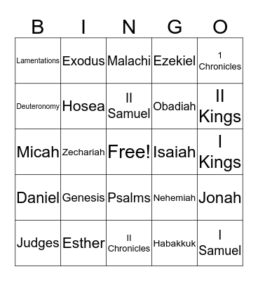 BIBLE BINGO Card