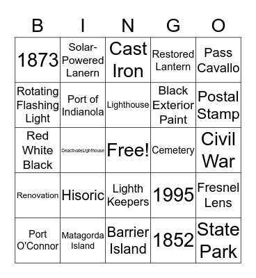 Friends of POC Library - Matagorda Lighthouse Bingo Card