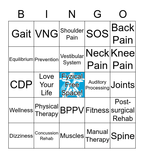 FYZICAL Bingo!  Bingo Card