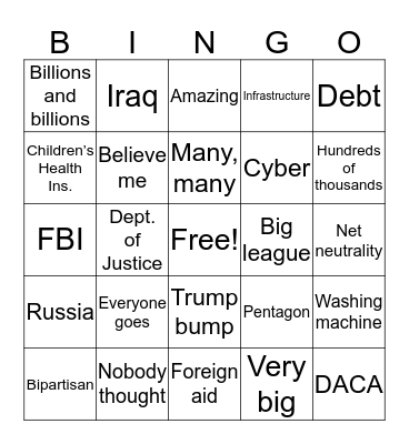 SOTU 2019 Bingo Card