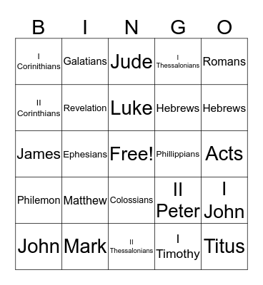 BIBLE BINGO Card