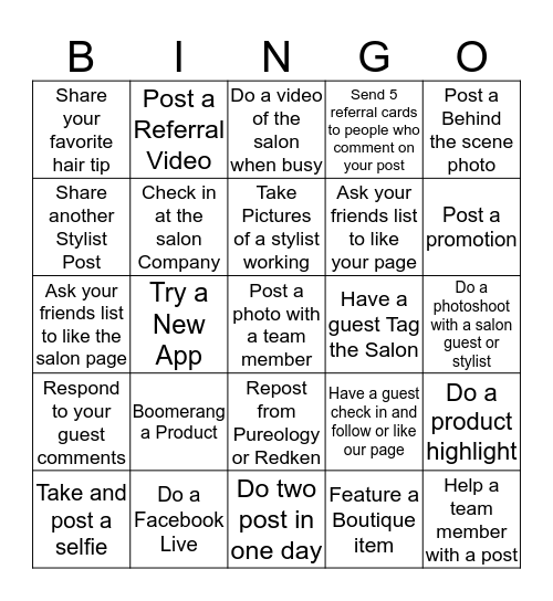 Let's Get Social Bingo Card