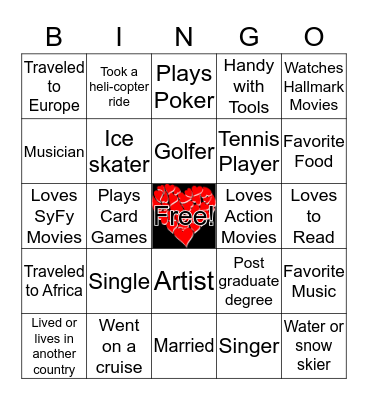Friendship Bingo Card