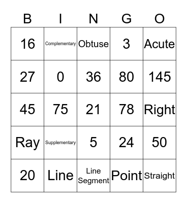 GEOMETRY Bingo Card