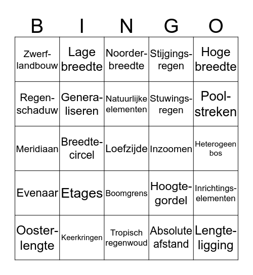 Begrippenbingo 1AA - Kerstversie Bingo Card