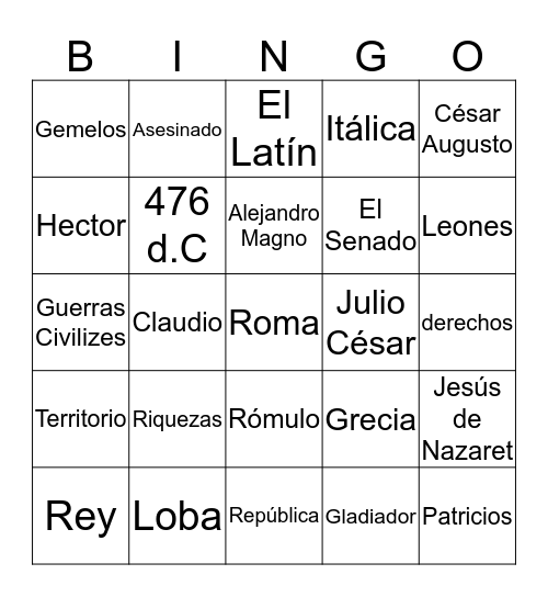 Video de Roma Bingo Card