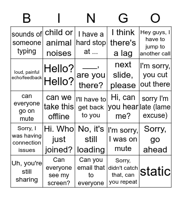 Conference Call Bingo Card