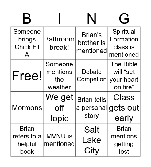 Biblical Interpretation BING Bingo Card