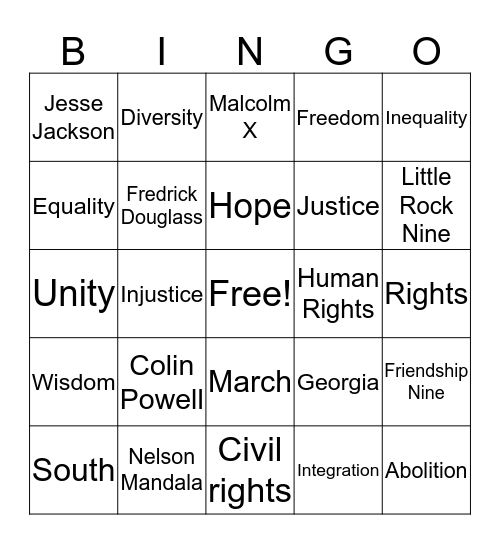 Black History Month Bingo Card