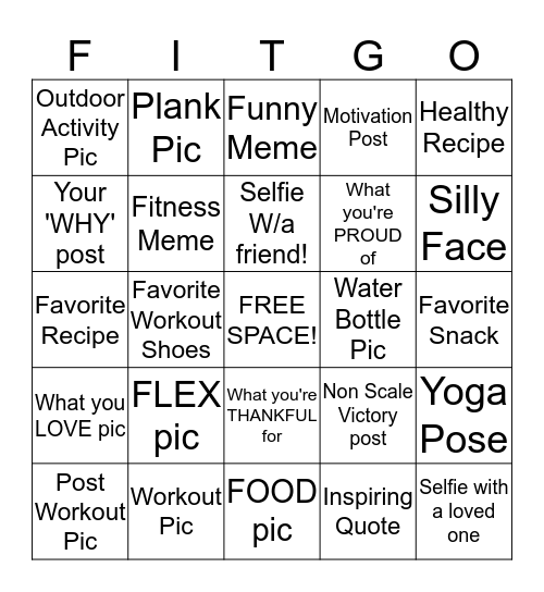 FITGO Bingo Card