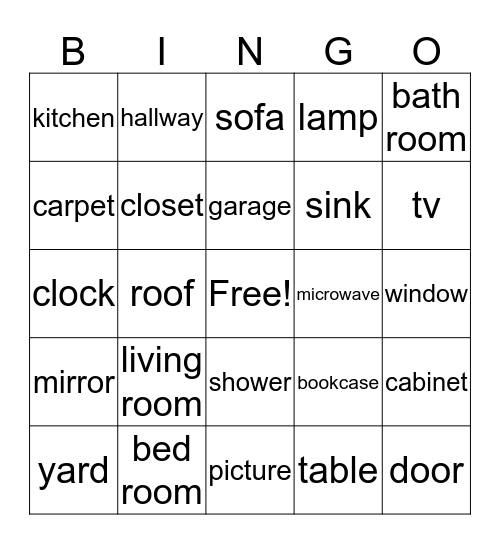 Furniture Bingo Card