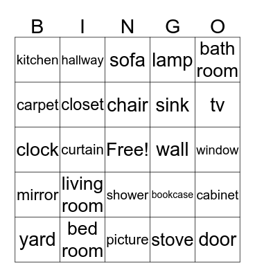 Furniture Bingo Card
