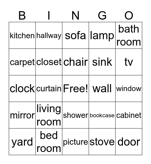 Furniture Bingo Card