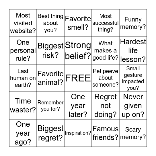 Life Bingo (Card 2) Bingo Card