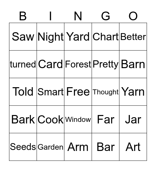 Lesson 21 Bingo Card