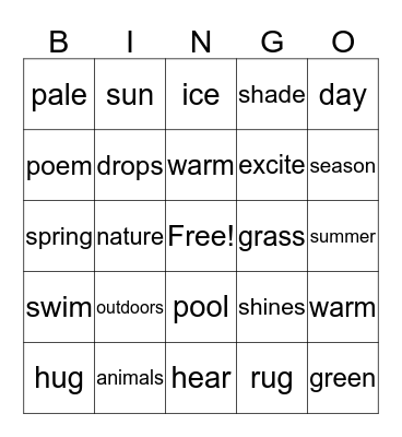 Unit 4 week 5 Bingo Card