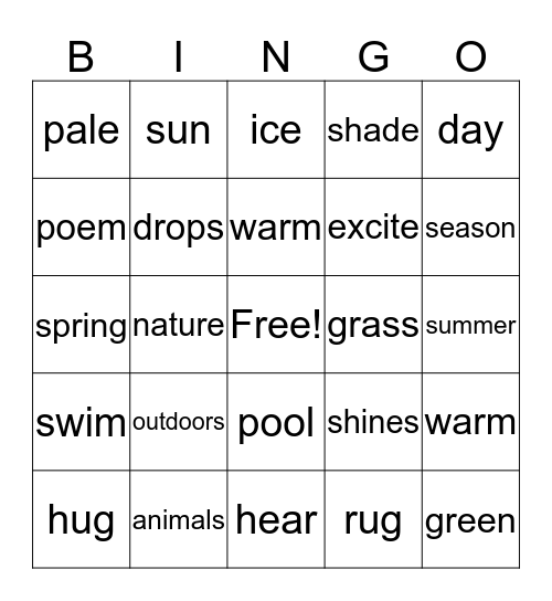 Unit 4 week 5 Bingo Card