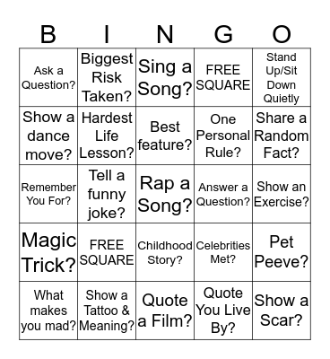 LIFE SKILLS BINGO (Movement) Bingo Card