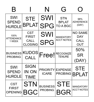 GET BINGO AND SPIN THE WHEEL! Bingo Card