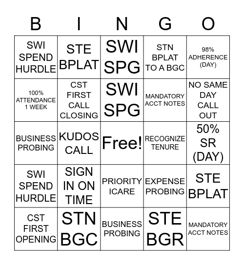 GET BINGO AND SPIN THE WHEEL! Bingo Card
