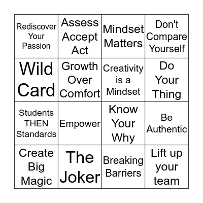 The Wild Card Bingo Card