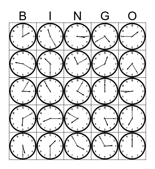 Wie spät ist es?   Wie viel Uhr ist es? Bingo Card