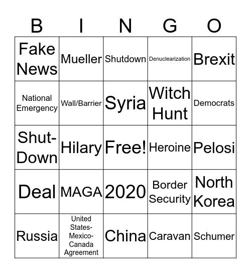 SOTU 2019  Bingo Card