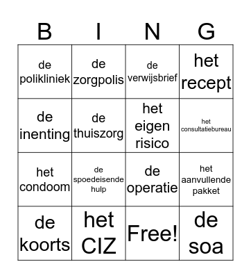 Kijk op Nederland les 12 Bingo Card