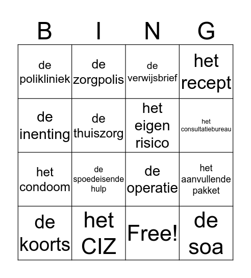 Kijk op Nederland les 12 Bingo Card