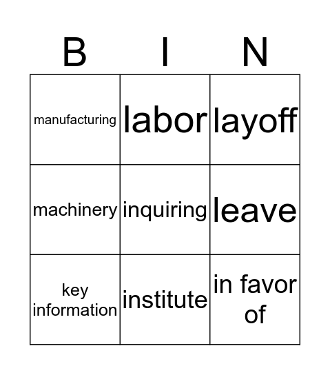 Bingo Card