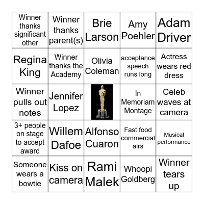 2019 OSCARS BINGO Card