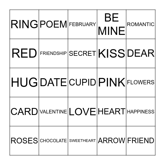 SI VALENTINE BINGO Card