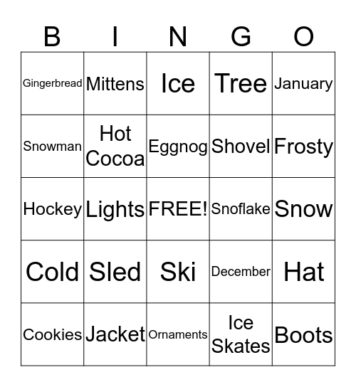 Winter Bingo Card