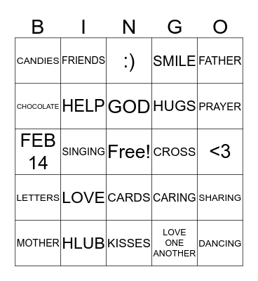 Happy Valentines day Kids Bingo Card