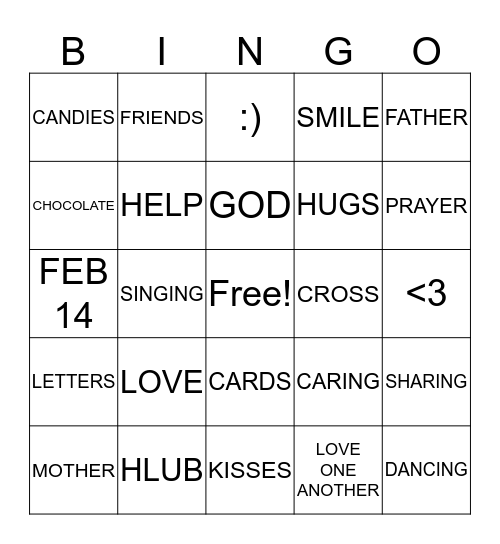 Happy Valentines day Kids Bingo Card