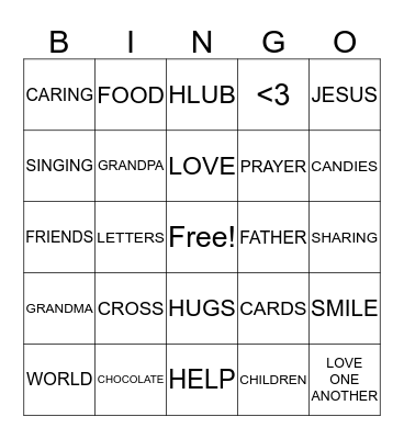 Happy Valentines day Kids Bingo Card