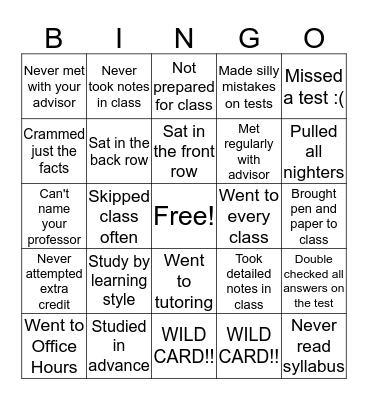 9 Rules Bingo Card