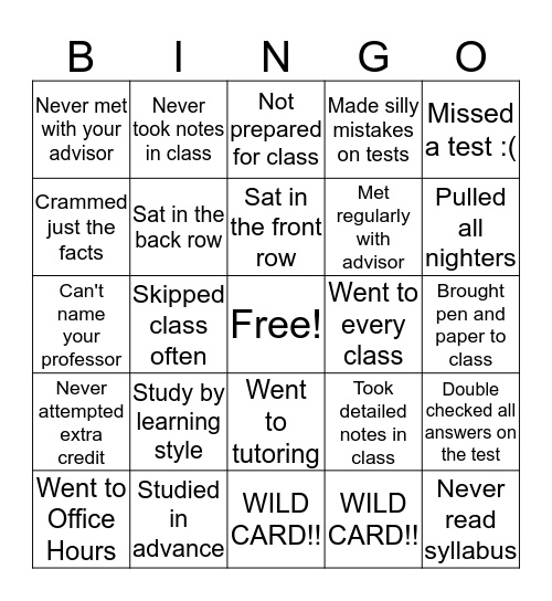 9 Rules Bingo Card