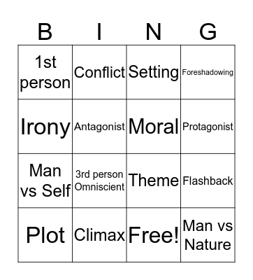 *Literary Terms Bingo* Bingo Card