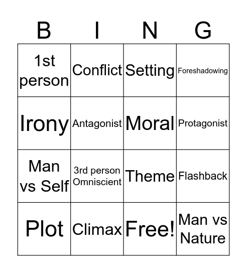 *Literary Terms Bingo* Bingo Card