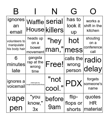 Belshaw Bingo Card