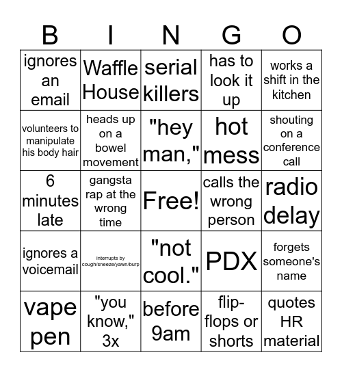 Belshaw Bingo Card