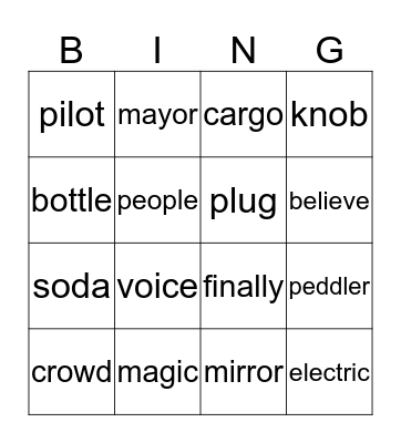 The Magic Box Bingo Card